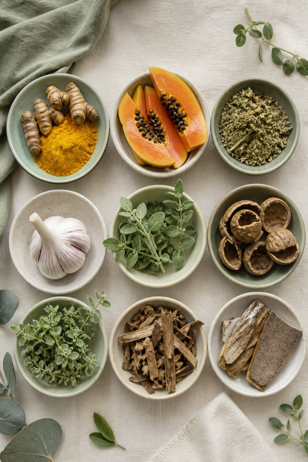 Nine botanicals
