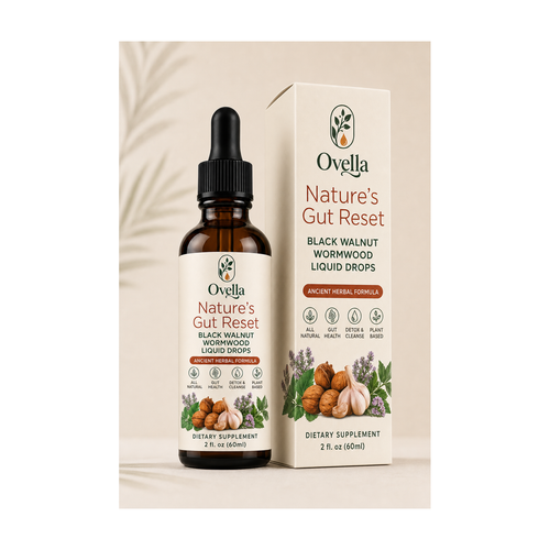 Ovella Black Walnut & Wormwood Cleanse Drops with box